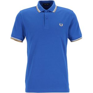 Fred Perry M3600 polo twin tipped shirt, heren polo, Mid Blue / Snow White / 1964 Gold -  Maat: 3XL