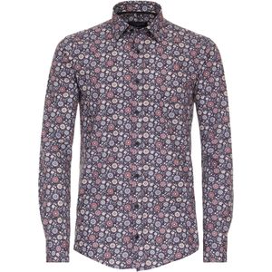 CASA MODA - Sport Casual Fit - Overhemd - Rood Dessin - Strijkvriendelijk
