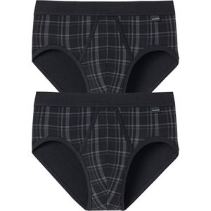 SCHIESSER Original Classics sportslips (2-pack) - Feinripp met gulp - zwart geruit