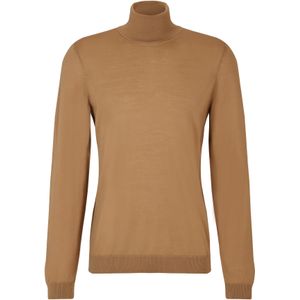 BOSS Musso slim fit trui wol, heren coltrui, midden beige -  Maat: XXL