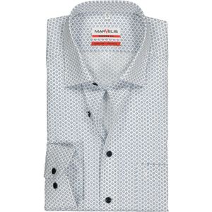 MARVELIS comfort fit overhemd, wit met blauw dessin 43