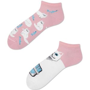 Many Mornings unisex enkelsokken, White Cat Low