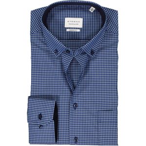 ETERNA modern fit overhemd, popeline, blauw geruit (contrast) 42