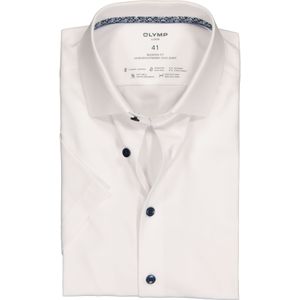 OLYMP 24/7 modern fit overhemd, korte mouw, twill, wit (contrast) 39