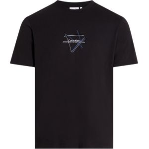 Calvin Klein Linear Chest Graphic T-shirt, heren T-shirt korte mouw O-hals, zwart dessin - Maat: S