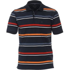 CASA MODA comfort fit heren polo, blauw met oranje gestreept