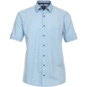 3 voor 99 | Redmond comfort fit overhemd, korte mouw, popeline, blauw dessin