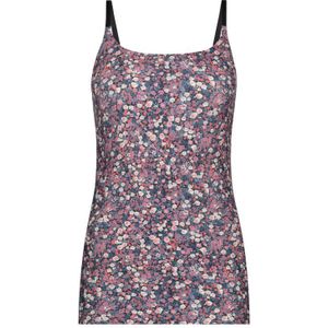 TEN CATE Secrets women spaghetti top (1-pack), dames singlet, roze met paarse bloemtjes