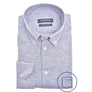 Ledub modern fit overhemd, structuur, donkerblauw