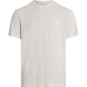 Calvin Klein Cotton Linen T-shirt, heren T-shirt korte mouw O-hals, wit -  Maat: XL