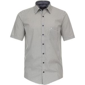 CASA MODA - Multicolor Fantasie - Overhemd - Blauw met Geel en Wit Dessin - Korte Mouw - Strijkvriendelijk