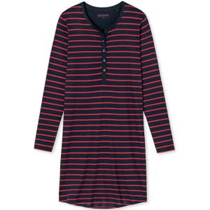 SCHIESSER selected! premium inspiration nachthemd, dames nachthemd lange mouwen streepjes knoopsluiting zwart-rood