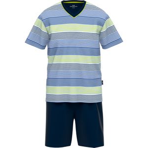 Gotzburg heren shortama V-hals, lichtblauw gestreept