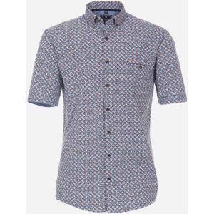 3 voor 99 | Redmond regular fit overhemd, korte mouw, popeline, blauw dessin 39/40