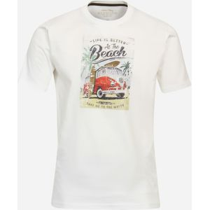 Redmond regular fit T-shirt, korte mouw O-hals, wit (met print) -  Maat: S