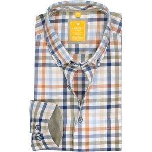 3 voor 99 | Redmond modern fit overhemd, popeline, bruin geruit