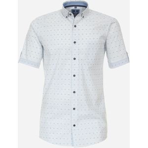 3 voor 99 | Redmond modern fit overhemd, korte mouw, popeline, blauw dessin 47/48