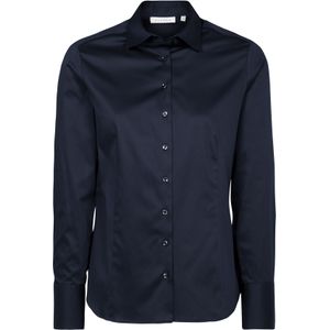 ETERNA dames blouse modern classic, stretch satijnbinding, donkerblauw -  Maat: 50