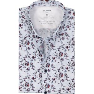OLYMP 24/7 modern fit overhemd, tricot, lichtblauw met bloemen dessin 43