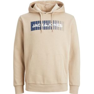 JACK & JONES Corp logo sweat hood play regular fit, heren hoodie katoenmengsel met capuchon, beige -  Maat: XL