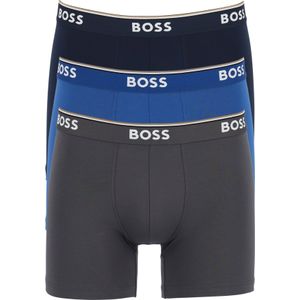 HUGO BOSS Power boxer briefs (3-pack), heren boxers normale lengte, navy, blauw, grijs -  Maat: S