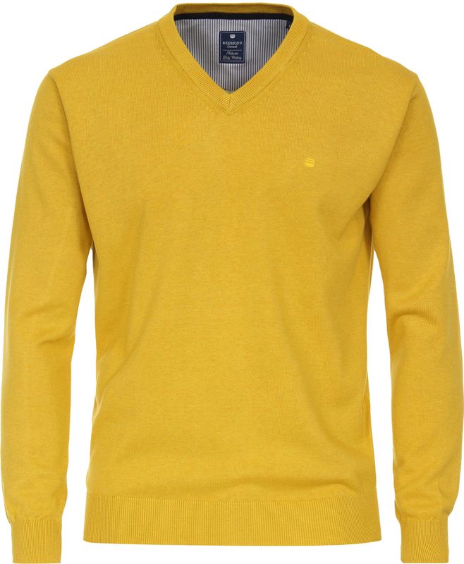 Redmond heren trui katoen, V-hals, geel (middeldik)