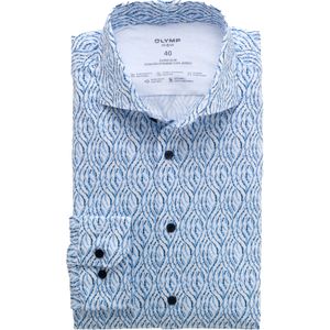 OLYMP 24/7 No. 6 Six super slim fit overhemd, tricot, rookblauw dessin