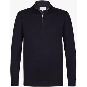 Michaelis heren trui katoenmengsel, slim fit trui met korte rits, zwart