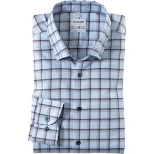 OLYMP Level 5 body fit overhemd, structuur, bleu geruit