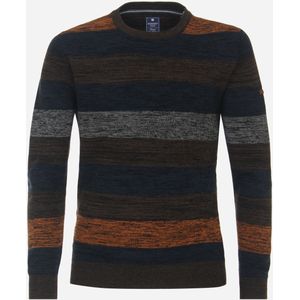 Redmond heren trui katoen, O-hals, bruin dessin (middeldik)