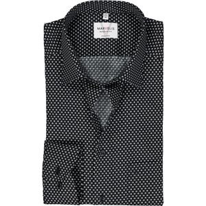 MARVELIS modern fit overhemd, mouwlengte 7, popeline, zwart met wit en grijs dessin 46