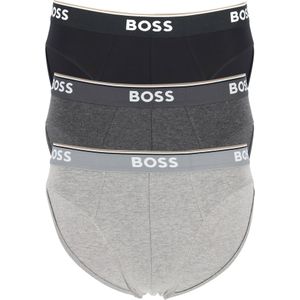 HUGO BOSS Power briefs (3-pack), heren slips, grijs, grijs, zwart -  Maat: S