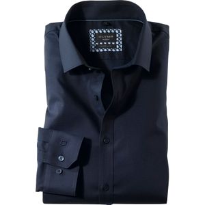 OLYMP No. 6 Six super slim fit overhemd, mouwlengte 7, popeline, nachtblauw
