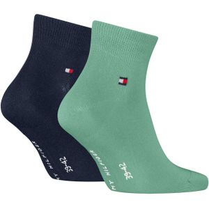 Tommy Hilfiger Quarter (2-pack), heren hoge enkelsokken, zeegroen