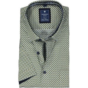 3 voor 99 | Redmond regular fit overhemd, korte mouw, popeline, groen dessin 51/52