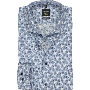 OLYMP No. 6 Six super slim fit overhemd, blauw met wit dessin 40