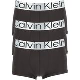 Calvin Klein low rise trunks (3-pack), microfiber lage heren boxers kort, zwart -  Maat: S