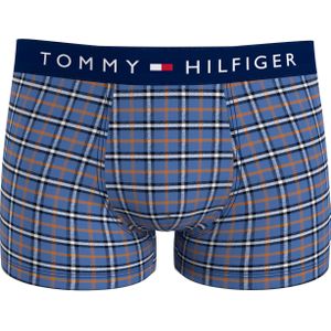 Tommy Hilfiger trunk (1-pack), heren boxers normale lengte, blauw, oranje en wit geruit