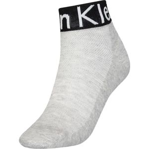 Calvin Klein Quarter Logo Welt (1-pack), dames hoge enkelsokken, lichtgrijs melange dessin