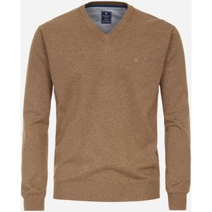 Redmond heren trui katoen, V-hals, camel (middeldik) -  Maat: 6XL