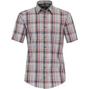 CASA MODA - Sport Casual Fit Overhemd - Korte Mouw - Blauw met Groen en Roze Geruit