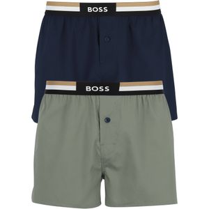 HUGO BOSS boxershorts woven (2-pack), heren boxers wijd model, groen, blauw -  Maat: M