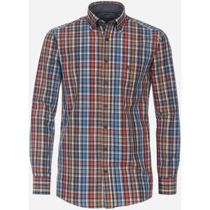 CASA MODA Sport comfort fit overhemd, dobby, oranje geruit 47/48