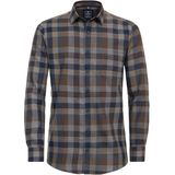 3 voor 99 | Redmond comfort fit overhemd, popeline, bruin geruit