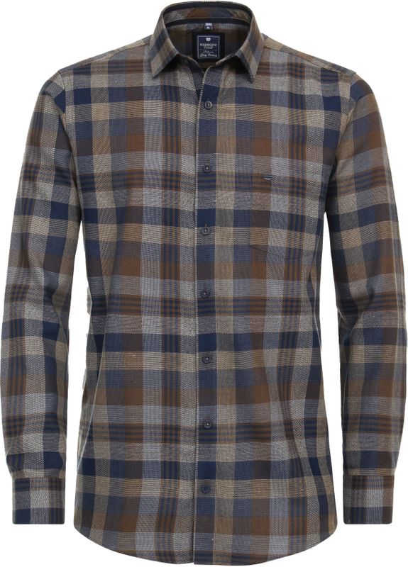 3 voor 99 | Redmond comfort fit overhemd, popeline, bruin geruit