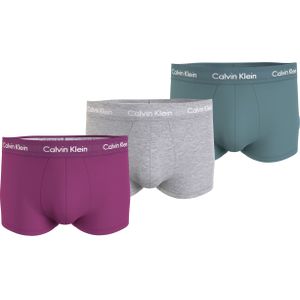 Calvin Klein low rise trunks (3-pack), lage heren boxers kort, fuchsia, grijs en petrol -  Maat: XL