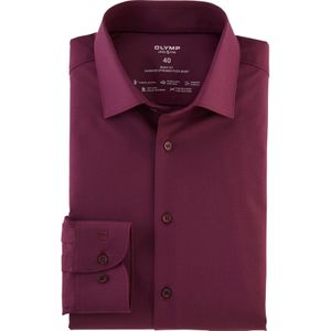 OLYMP 24/7 Level 5 body fit overhemd, popeline, granaat