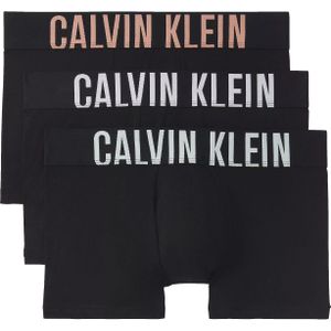 Calvin Klein Trunks (3-pack), heren boxers normale lengte, zwart met gekleurde tailleband