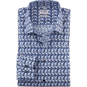 OLYMP Level 5 body fit overhemd, twill, bleu dessin