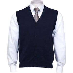 OLYMP modern fit mouwloos vest wol, V-hals, marine blauw -  Maat: XXL